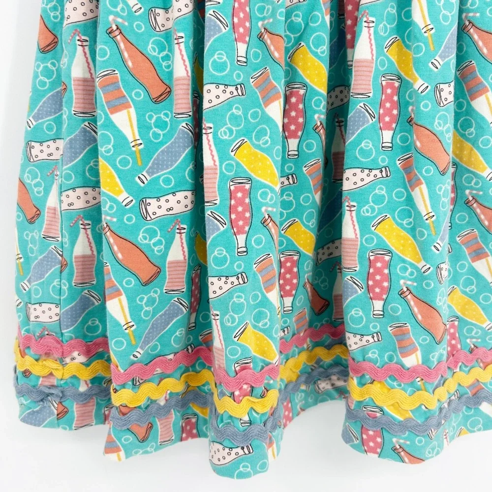 Matilda Jane Girls Soda Pop Lightful Print Smocked Waist‎ Twirly Dress Size 6